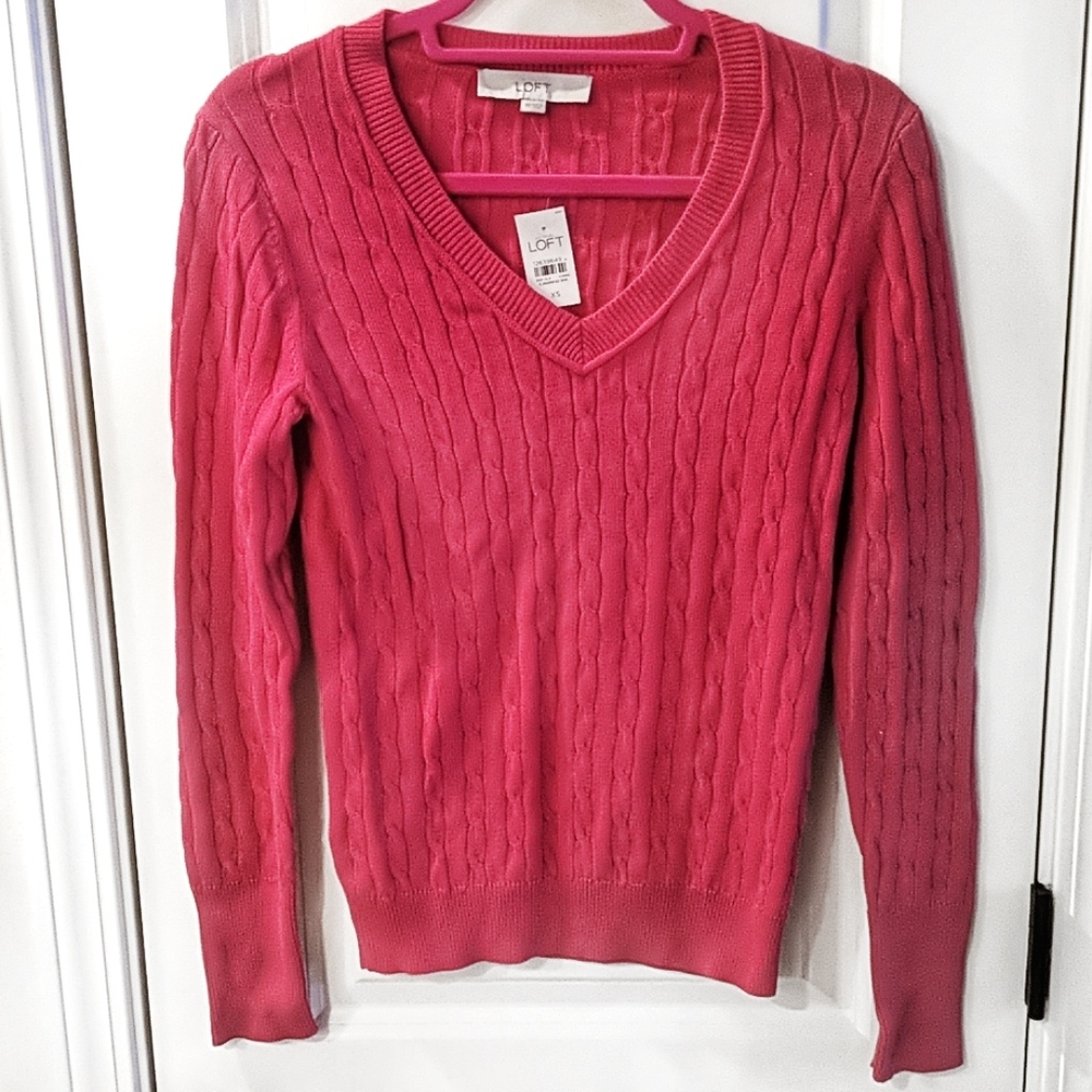 NWT Ann Taylor sweater, XS pink v neck